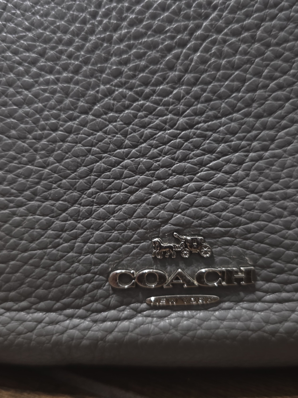 Coach Pebbled Leather Crossbody in Charcoal with Silver Hardware